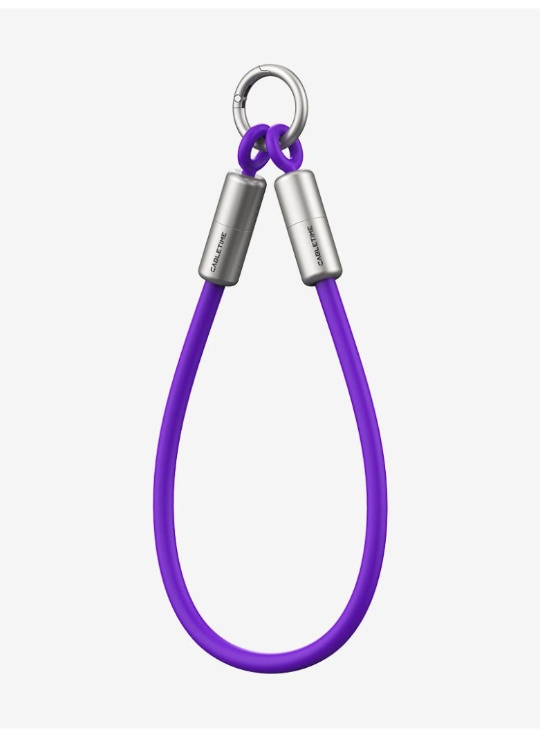 CABLETIME 60W USB-C KEYCHAIN CHARGING CABLE 480MBPS DATA COMPATABLE WITH IPHONE 15/16/17, SAMSUNG, PIXEL | PURPLE - Image 1